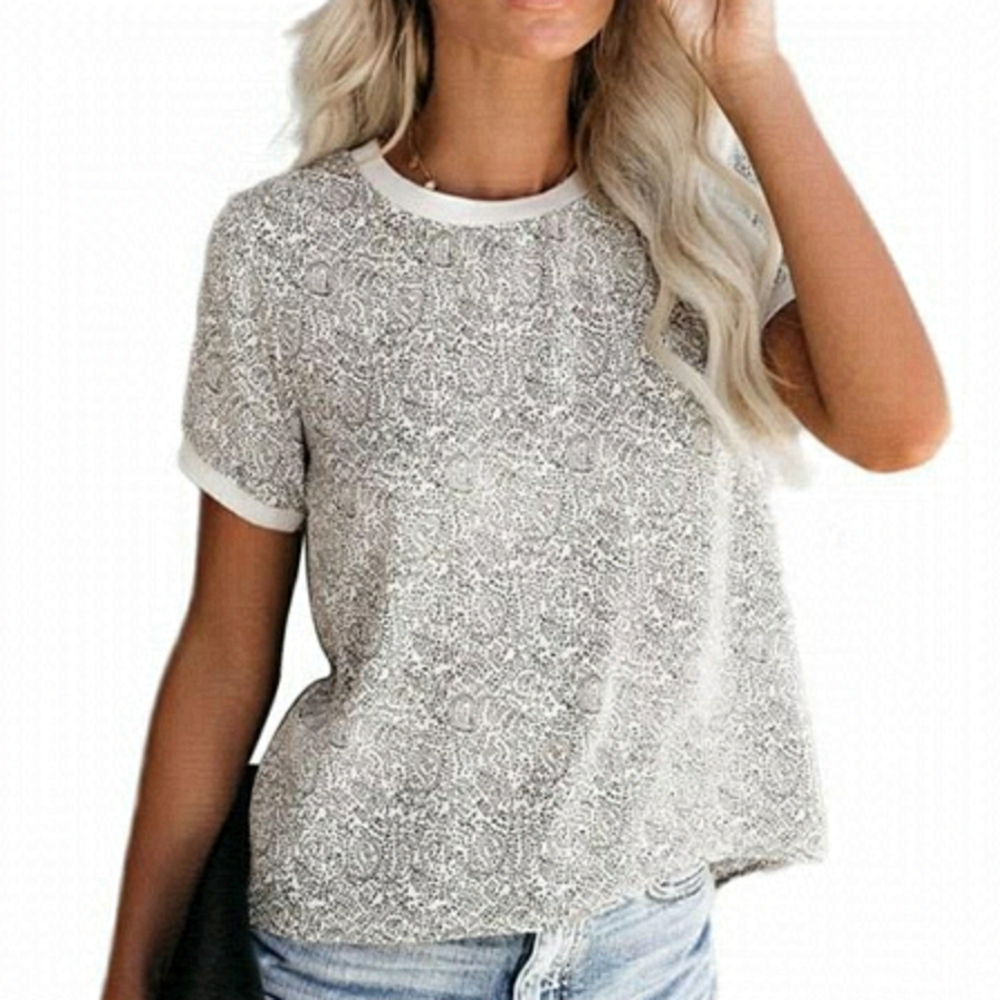 SUPREME Beige Color Short Sleeve Crew Neck Top Size Small NWT